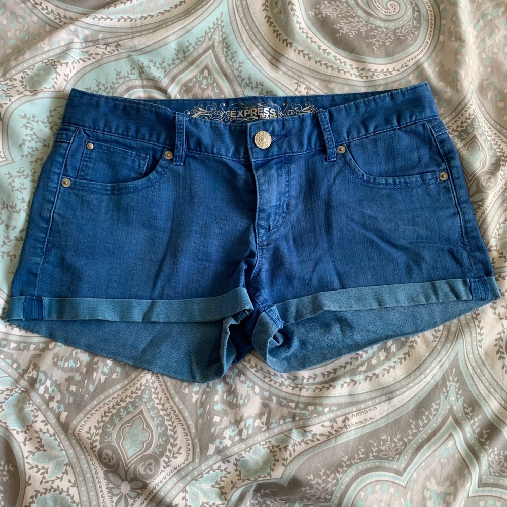 Blue cutoff shorts from Express